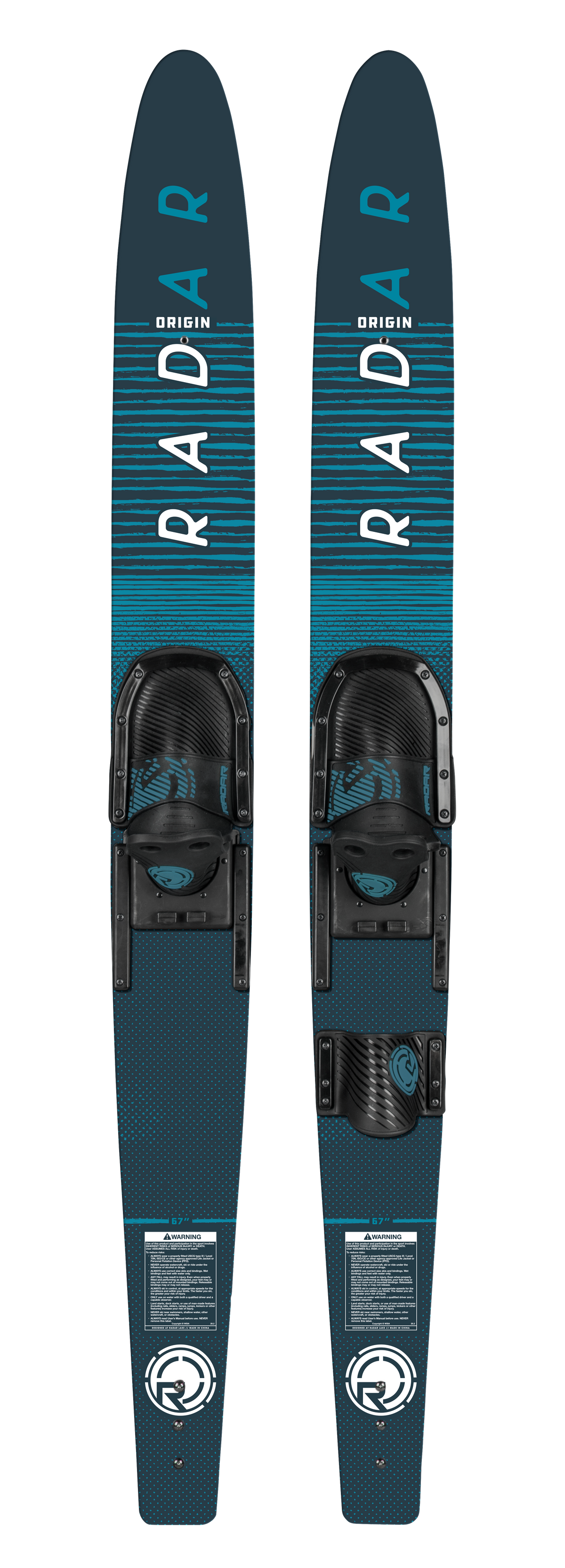 2027 Radar Origin Combo Waterskis with Adjustable Horseshoe Bindings - Black / Battleship Blue