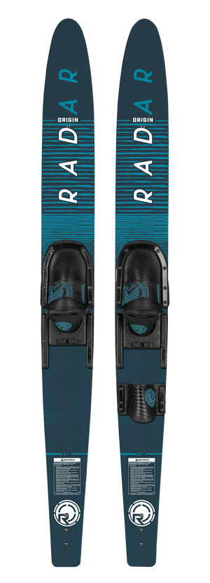 2027 Radar Origin Combo Waterskis with Adjustable Horseshoe Bindings - Black / Battleship Blue