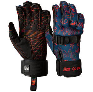 2027 Radar T.R.A Kids Inside-Out Waterski Glove - Blue / Chaka Red