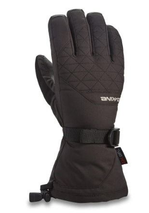 A single black insulated winter glove with diamond-quilted backhand paneling, a wrist strap, and a visible Andor logo, shown against a plain white background.