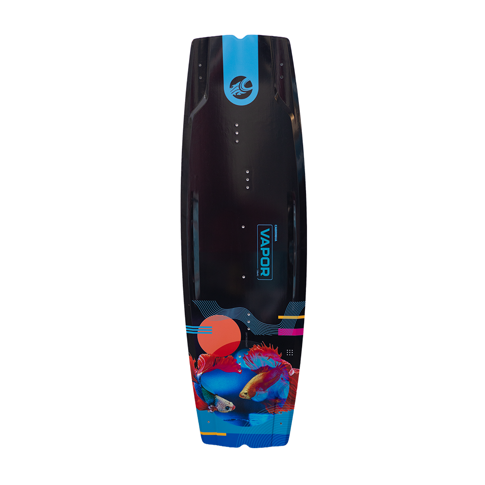 Cabrinha Vapor Apex Big Air kiteboard with full carbon construction designed for explosive pop, fast response, and precise control in high wind performance riding.