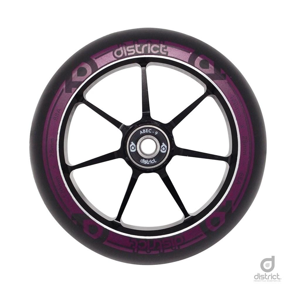 District Scooters 120mmx28mm Dual Width Core W120 Wheel - Black / Magenta District