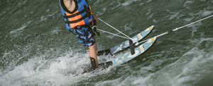 2027 Radar Firebolt Kids Combo Waterskis with Adjustable Horseshoe Bindings - Colour Me Hot Air Balloons