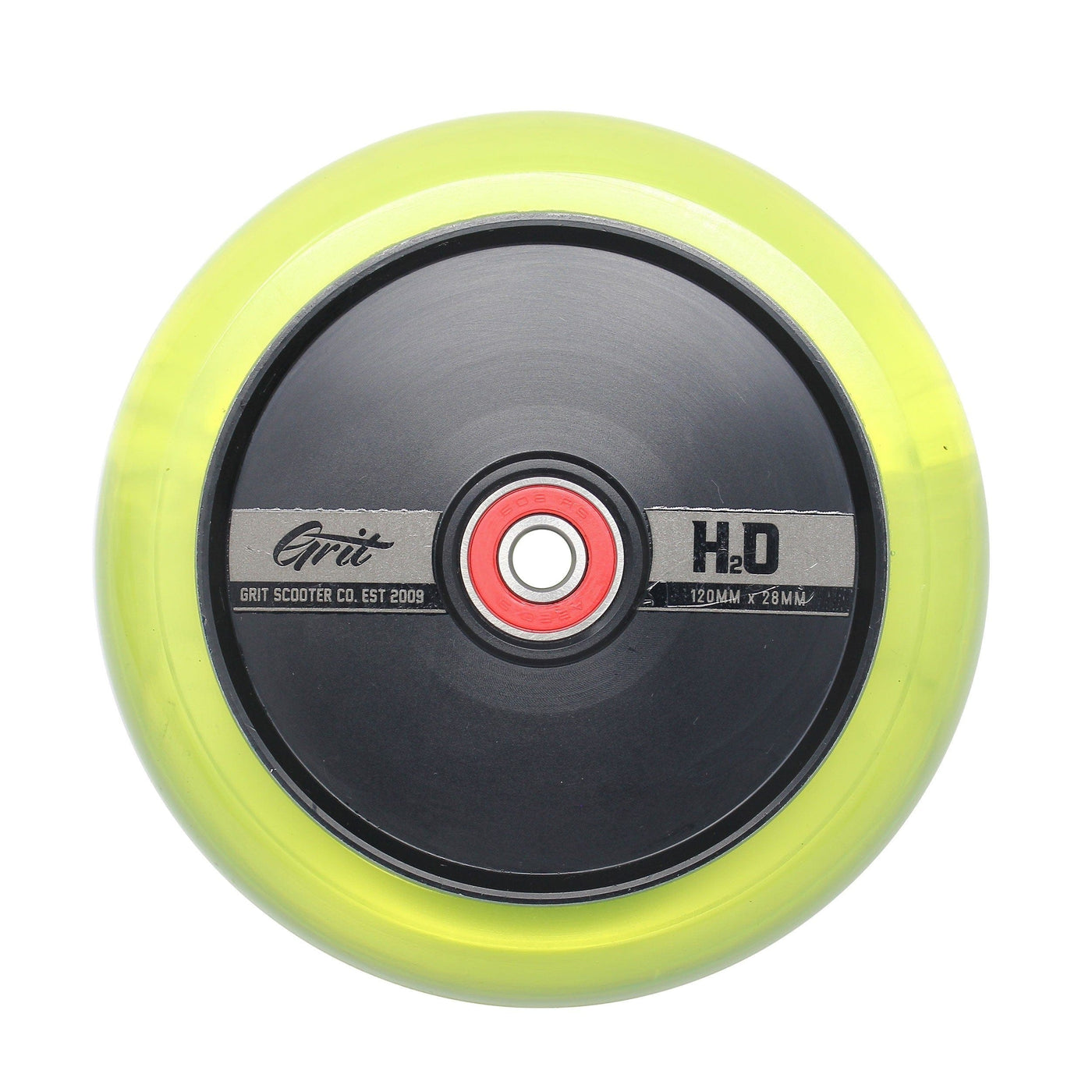 Grit Scooters Hollow Core Wheels H2O 120mm x 28mm Black / Yellow (Pair) Grit Scooters