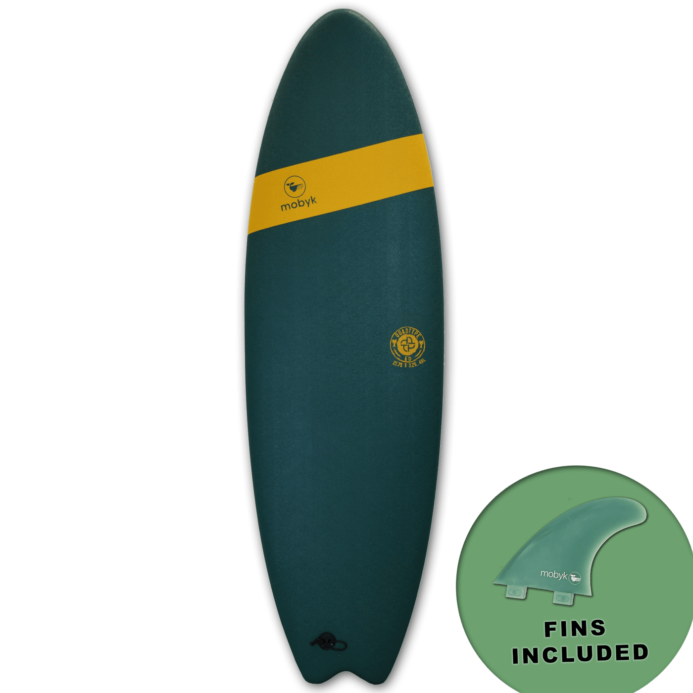 Mobyk 6'0 Quad Fish Softboard - Mallard Green Mobyk