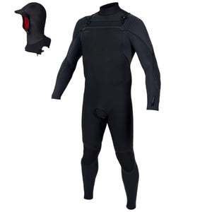 O'Neill Mutant II 4/3+ Chest Zip Hooded Wetsuit Black – Front
