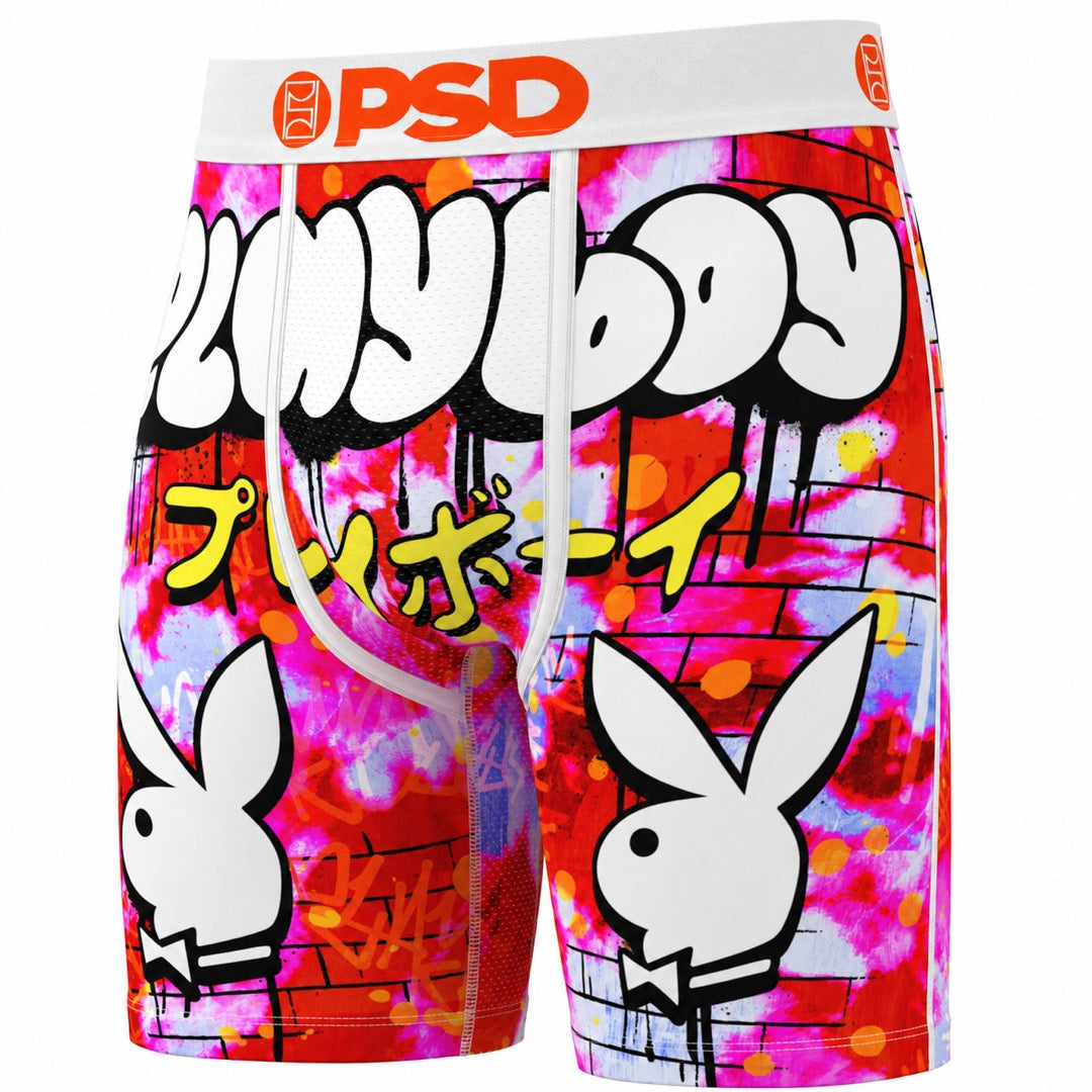 PSD Playboy Throwz Men's Boxer Briefs, front view on a white background