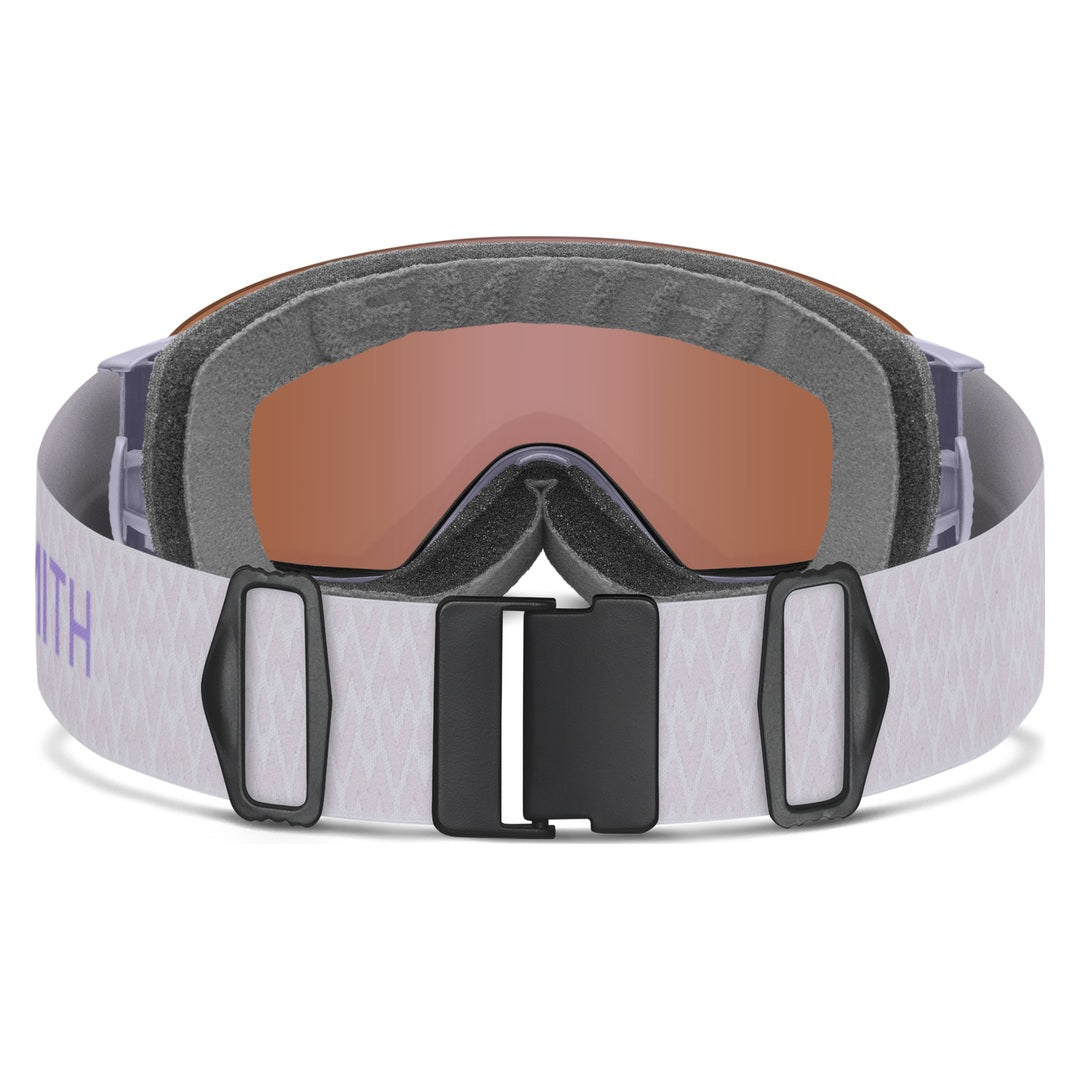 Smith I/O MAG S Snow Goggles – Lunar Fog Spires / Everyday Violet Mirror – rear strap view