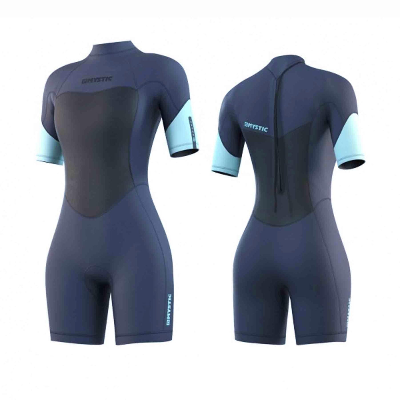 2022 Mystic Brand 3/2mm Women's Back-Zip Shorty Wetsuit (Night Blue) MYSTIC