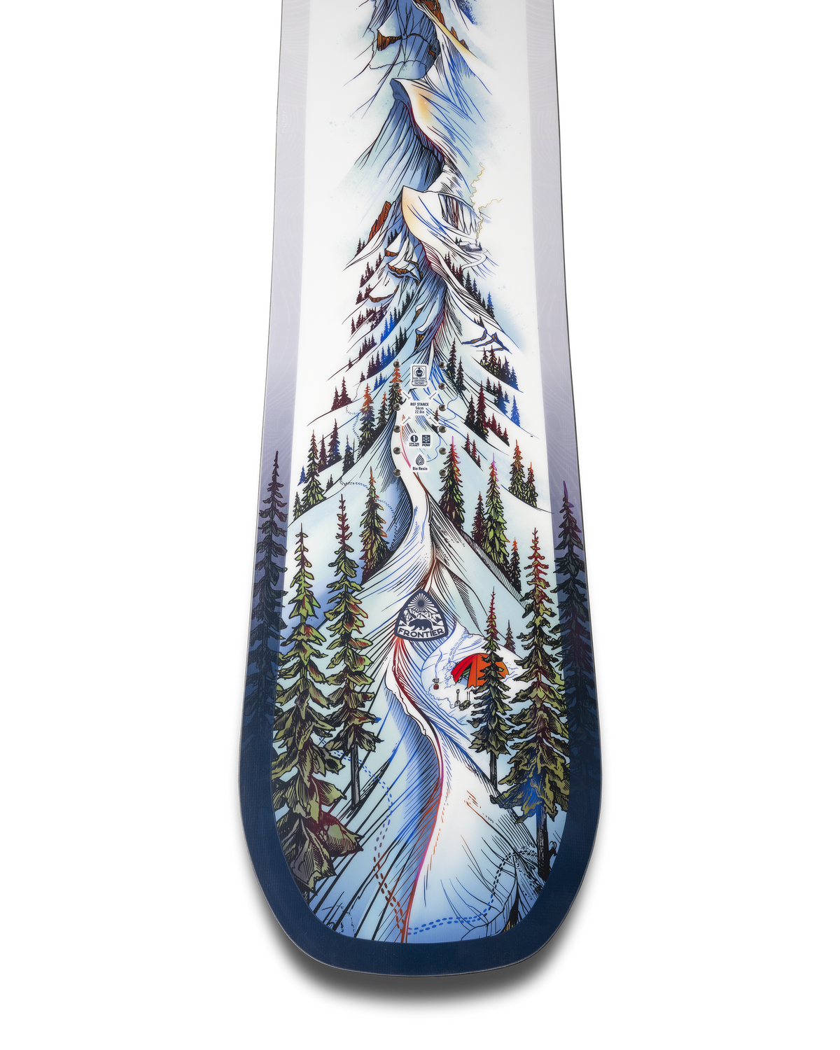 2027 Jones Frontier 2.0 snowboard topsheet tail detail