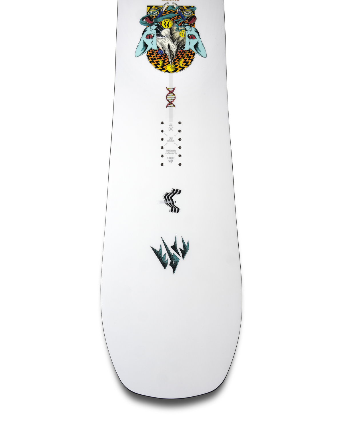 2027 Jones Rally Cat snowboard topsheet tail detail