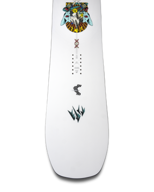 2027 Jones Rally Cat snowboard topsheet tail detail