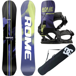 2027 Rome Viper Snowboard Package with Katana AW FASE® Bindings  DC Snowboard Bag Bataleon