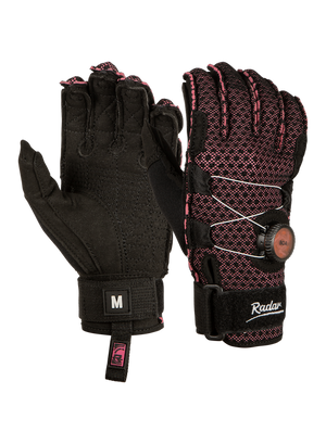 2027 Radar Lyric-A BOA Women's Inside-Out Waterski Glove - Black / Pink