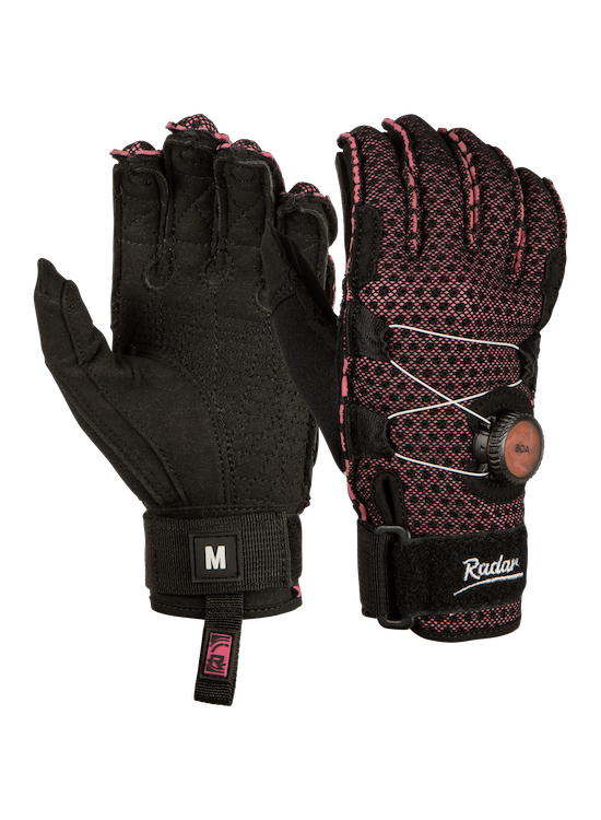 2027 Radar Lyric-A BOA Women's Inside-Out Waterski Glove - Black / Pink