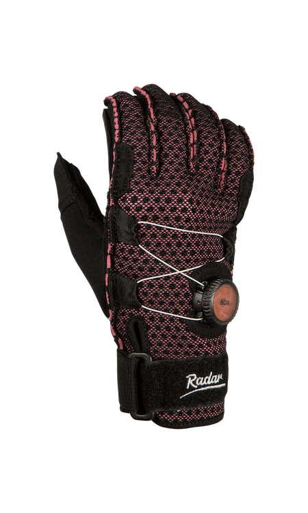 2027 Radar Lyric-A BOA Women's Inside-Out Waterski Glove - Black / Pink