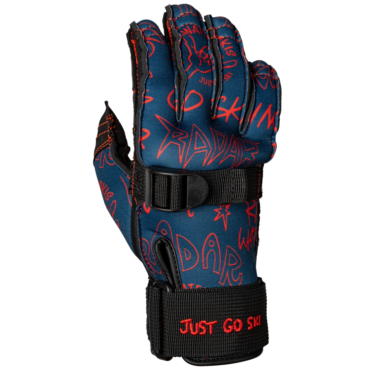 2027 Radar T.R.A Kids Inside-Out Waterski Glove - Blue / Chaka Red