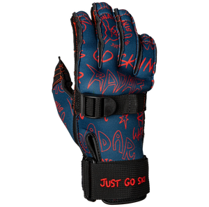 2027 Radar T.R.A Kids Inside-Out Waterski Glove - Blue / Chaka Red