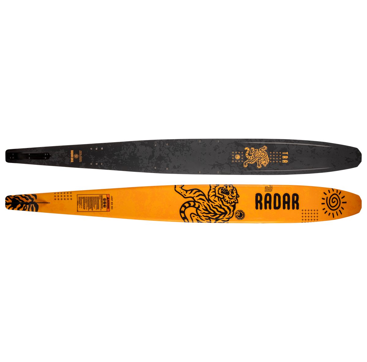 2027 Radar Boy's Total Radar Awesomeness Slalom Waterski - Matte Black / Tiger Yellow