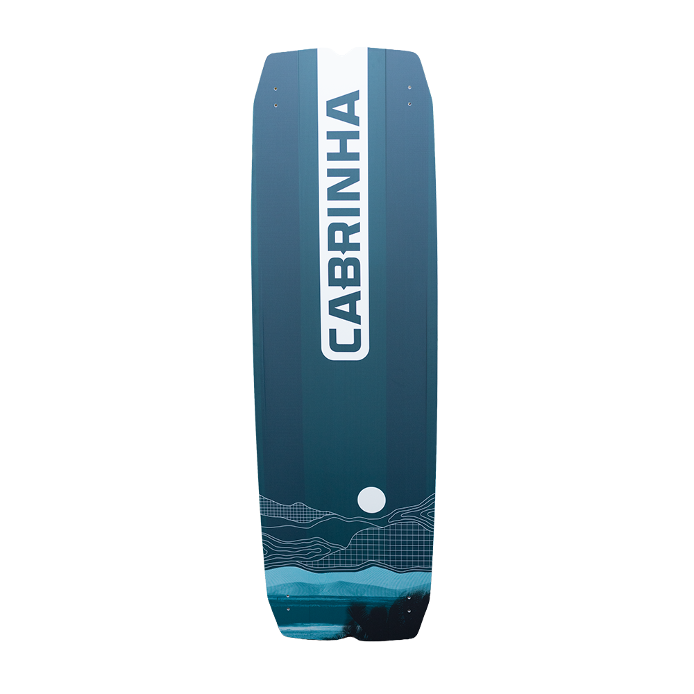 Cabrinha Stylus light wind kite board with wide outline and low rocker for early planing and maximum efficiency in light wind conditions.