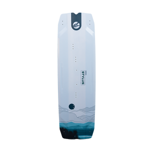 Cabrinha Stylus light wind kite board with wide outline and low rocker for early planing and maximum efficiency in light wind conditions.