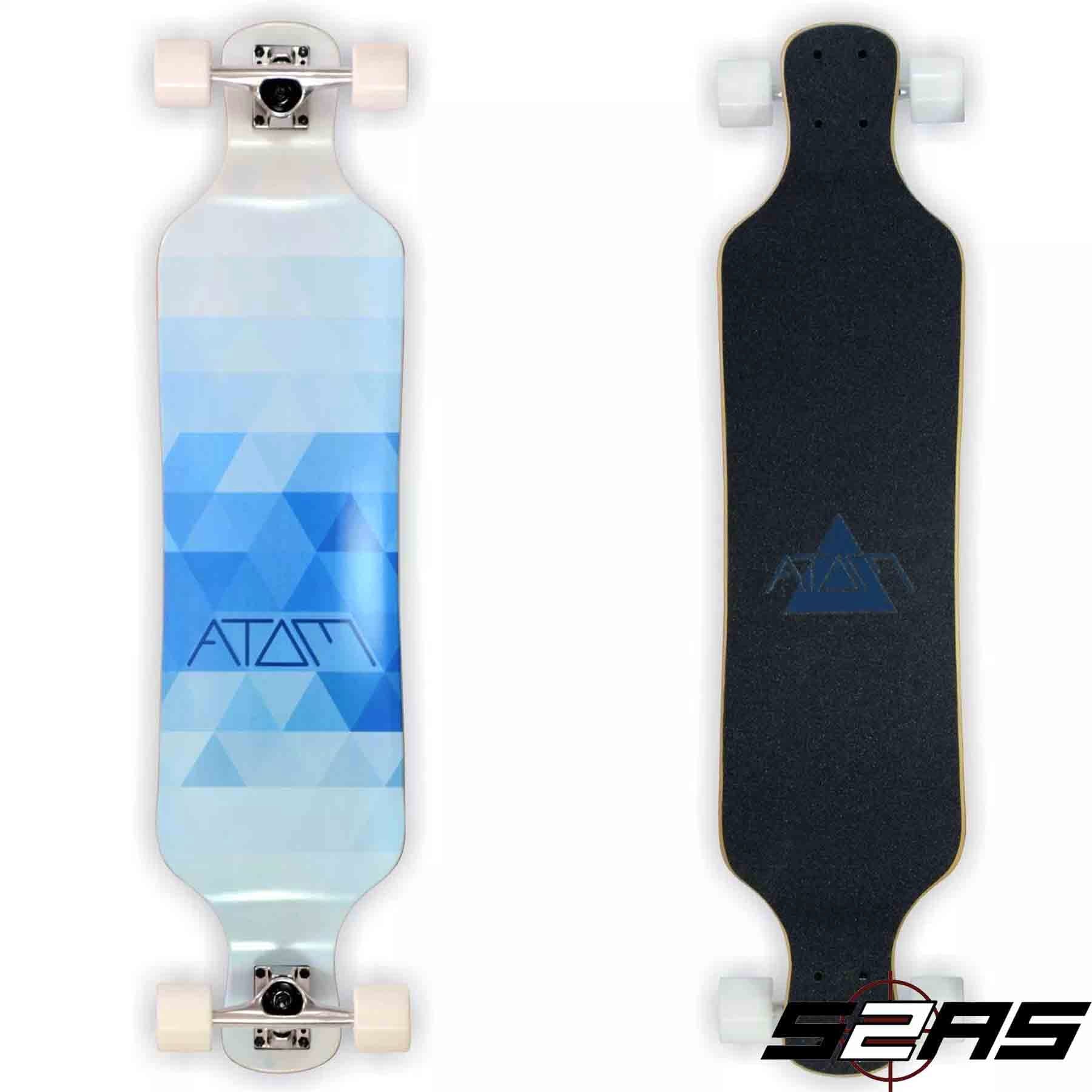 Atom 39" Blue Triangles Drop Deck Longboard S2AS