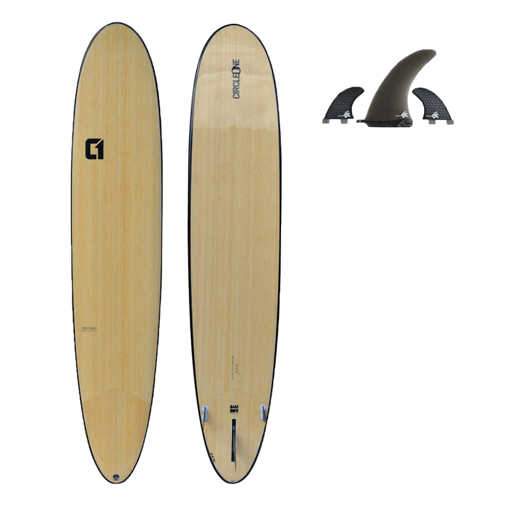 CIRCLE ONE 9'6" BAMBOO ROUND PIN TAIL LONGBOARD SURFBOARD S2AS