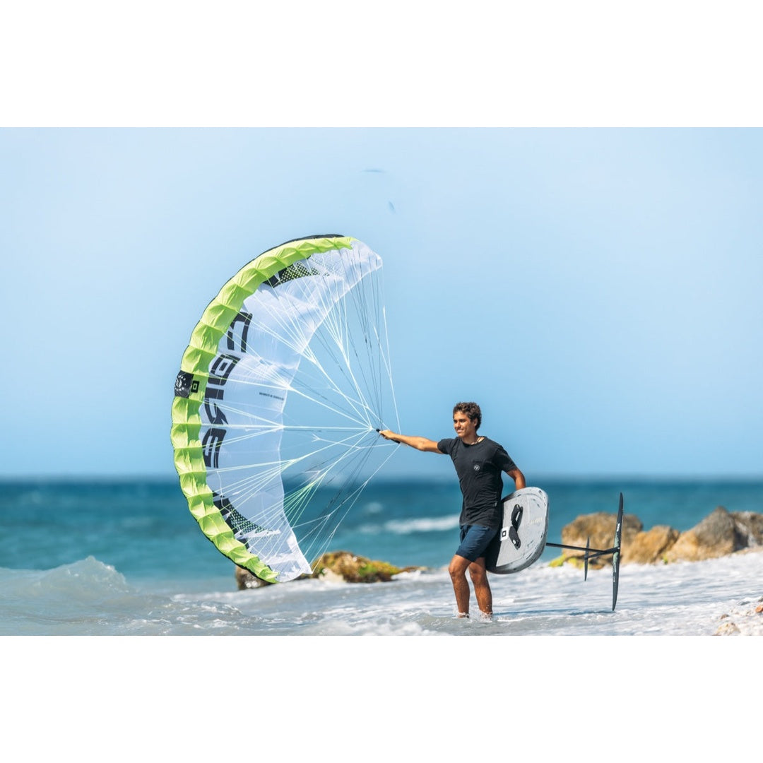 CORE Lotus Parawing full canopy and rider at the beach
