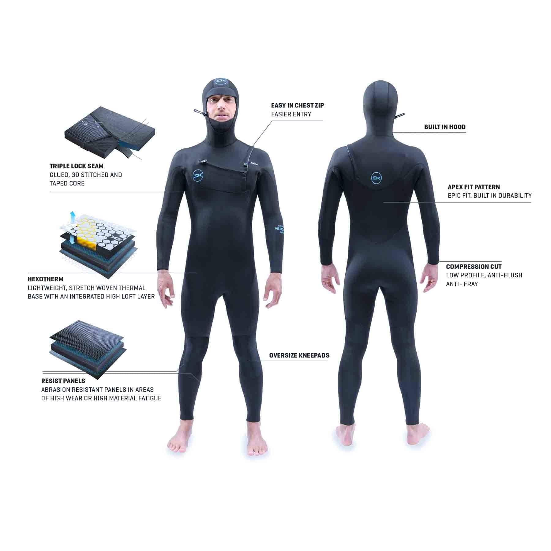 Dakine Mission Chest-Zip Hooded 6/5/4mm Men's Wetsuit 2023 S2AS