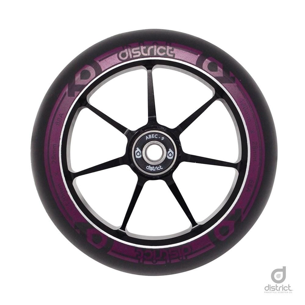 District Scooters 110mmx28mm Dual Width Core W110 Wheel - Black / Magenta S2AS