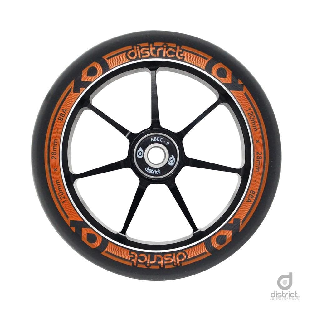 District Scooters 110mmx28mm Dual Width Core W110 Wheel - Black / Orange S2AS