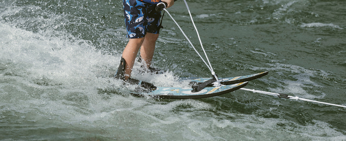 2027 Radar Firebolt Kids Combo Waterskis with Adjustable Horseshoe Bindings - Colour Me Hot Air Balloons