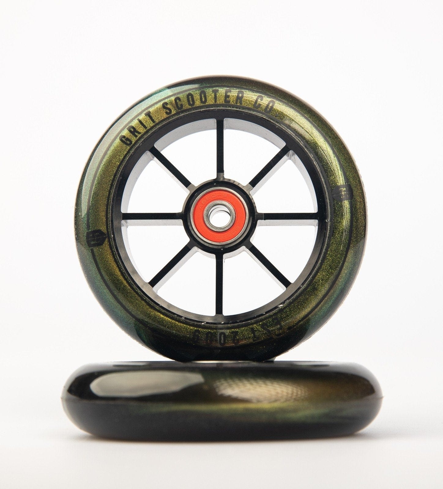 Grit Scooters 8-Spoke Alloy Core Wheels 110mm - Black / Gold (PAIR) S2AS