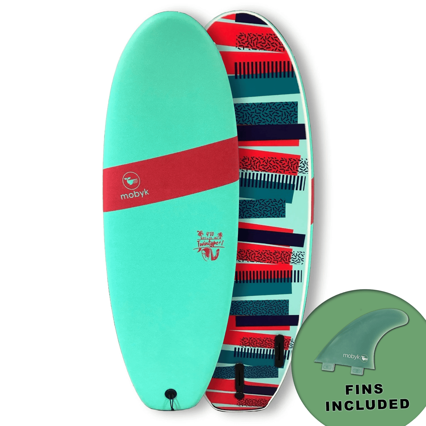 Mobyk 4'10 Twintype Softboard - Turquoise S2AS