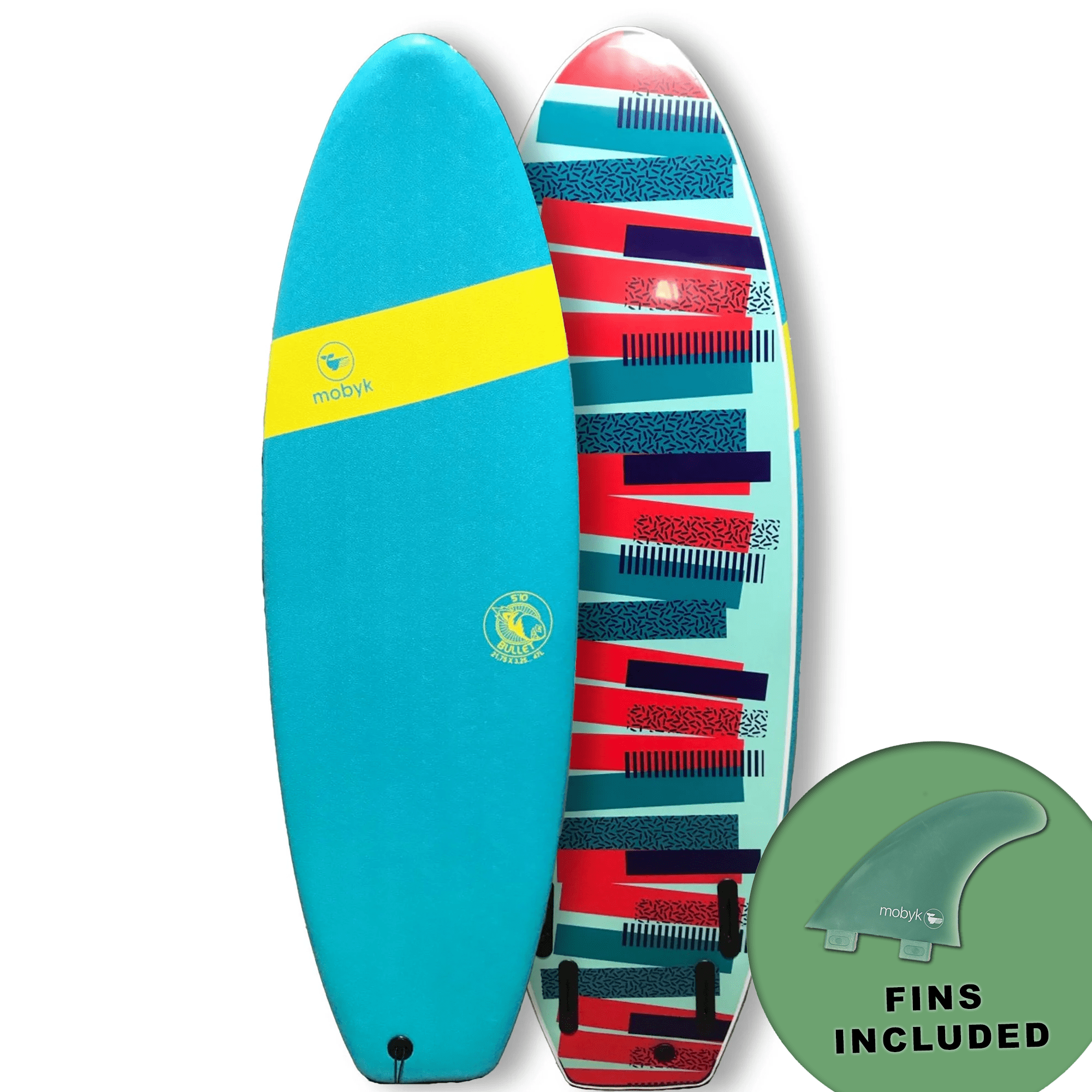 Mobyk 5'4 Bullet Softboard - Turquoise S2AS
