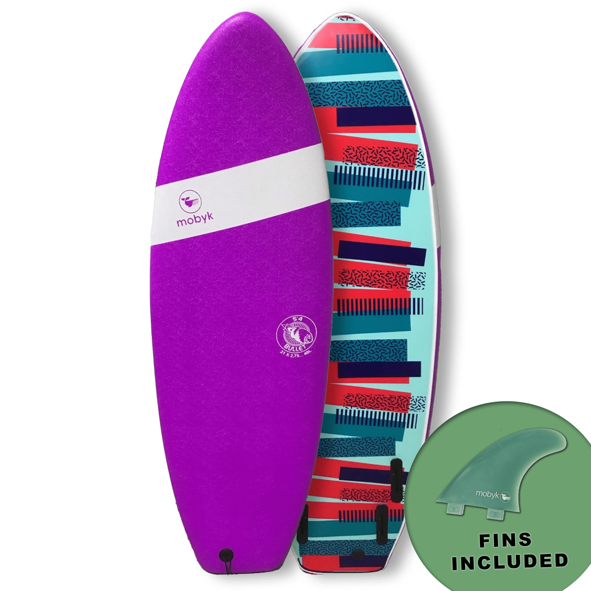 Mobyk 5'4 Bullet Softboard - Violet Jade S2AS