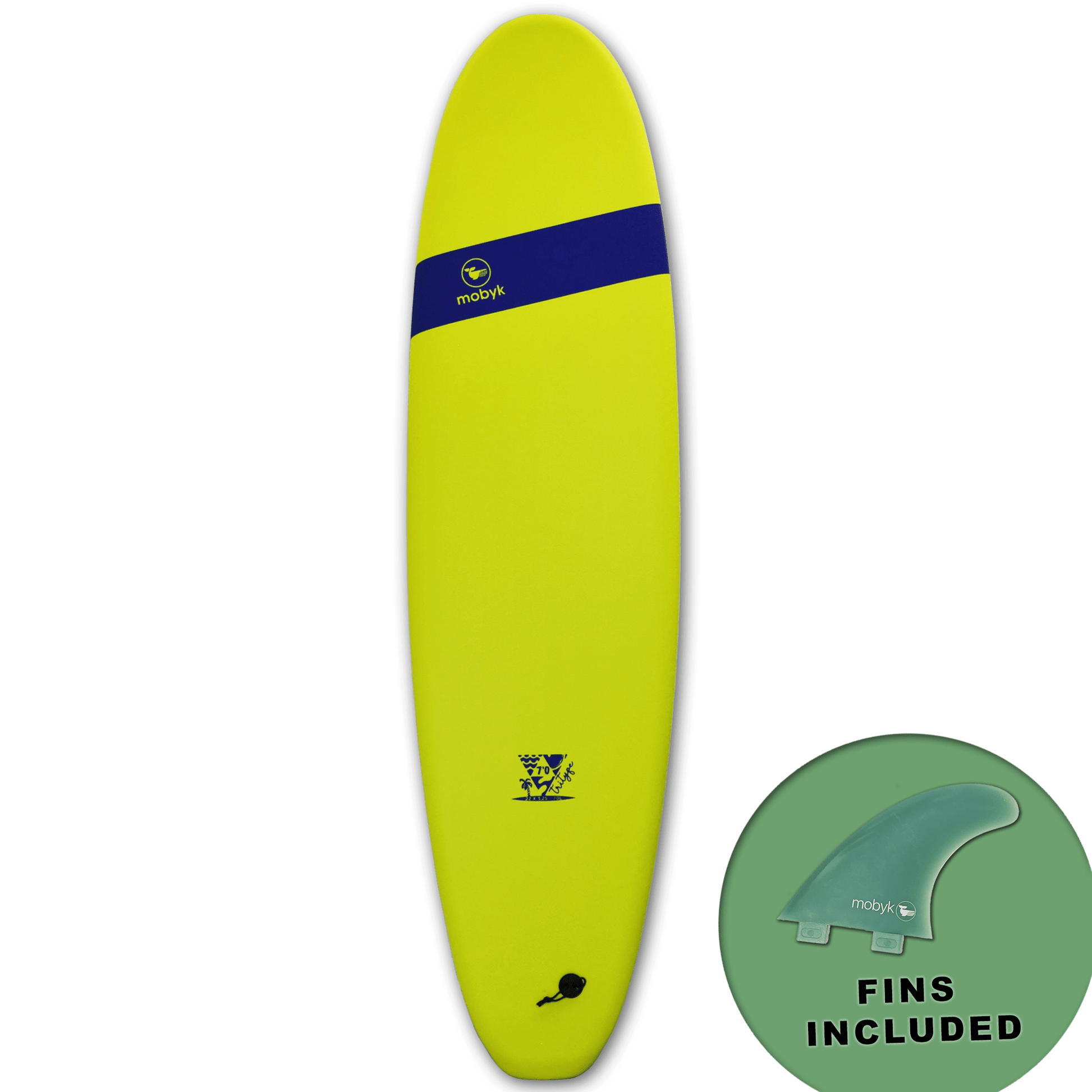 Mobyk 7'0 Classic Long Softboard - Electric Lemon S2AS