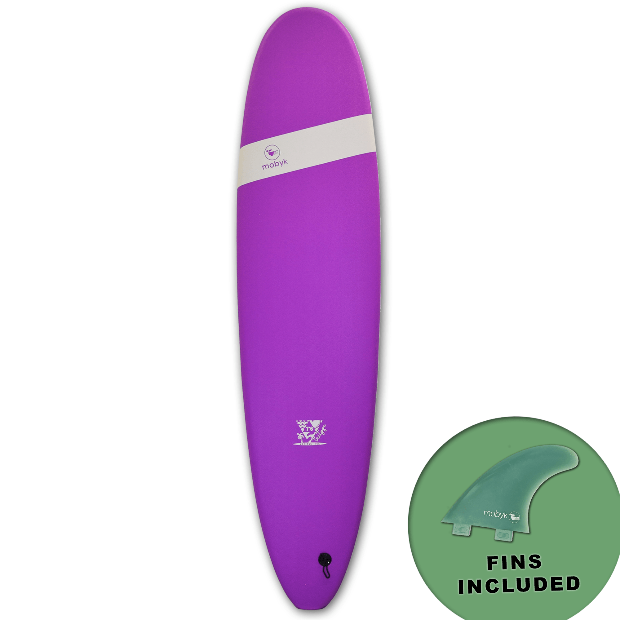 Mobyk 7'6 Classic Long Softboard - Violet Jade S2AS
