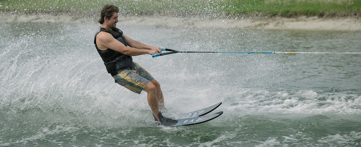2027 Radar Origin Combo Waterskis with Adjustable Horseshoe Bindings - Black / Battleship Blue