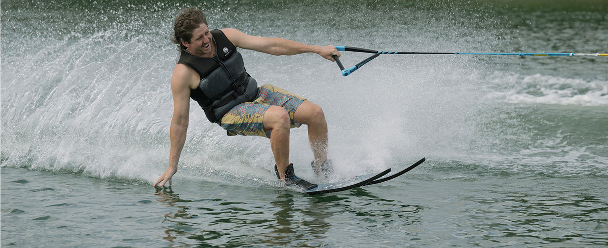 2027 Radar Origin Combo Waterskis with Adjustable Horseshoe Bindings - Black / Battleship Blue
