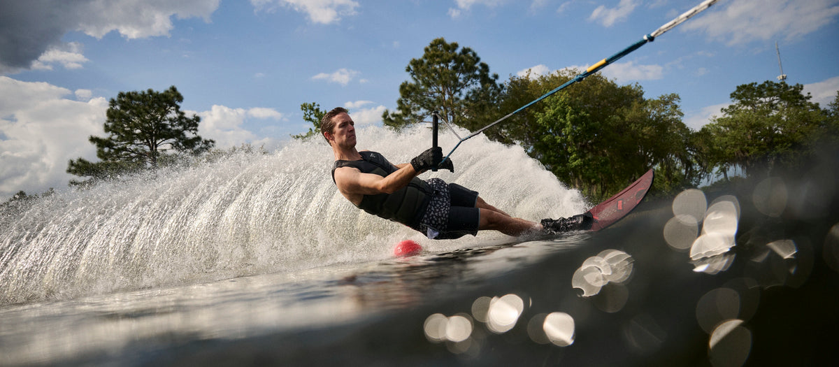 2027 Radar Senate Lithium Slalom Waterski - Carbon / Matte Oxblood Flash
