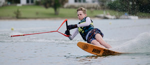 2027 Radar Boy's Total Radar Awesomeness Slalom Waterski - Matte Black / Tiger Yellow
