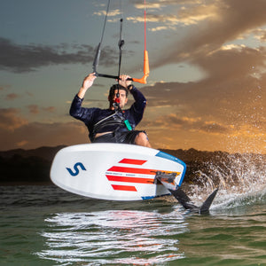 Slingshot Dwarf Craft V4 foil board in use on the water