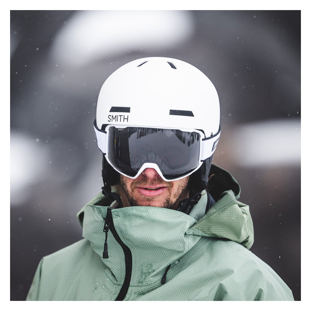 Smith Preview Snow Goggles – White Fade Out / Sun Black – on-snow view