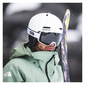 Smith Preview Snow Goggles – White Fade Out / Sun Black – on-snow view