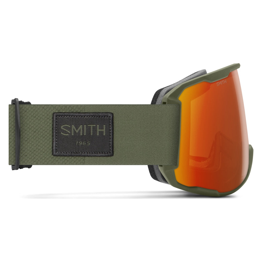 Smith Preview Snow Goggles – Fatigue Green / Everyday Red Mirror – side view