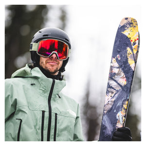 Smith Preview Snow Goggles – Fatigue Green / Everyday Red Mirror – on-snow view