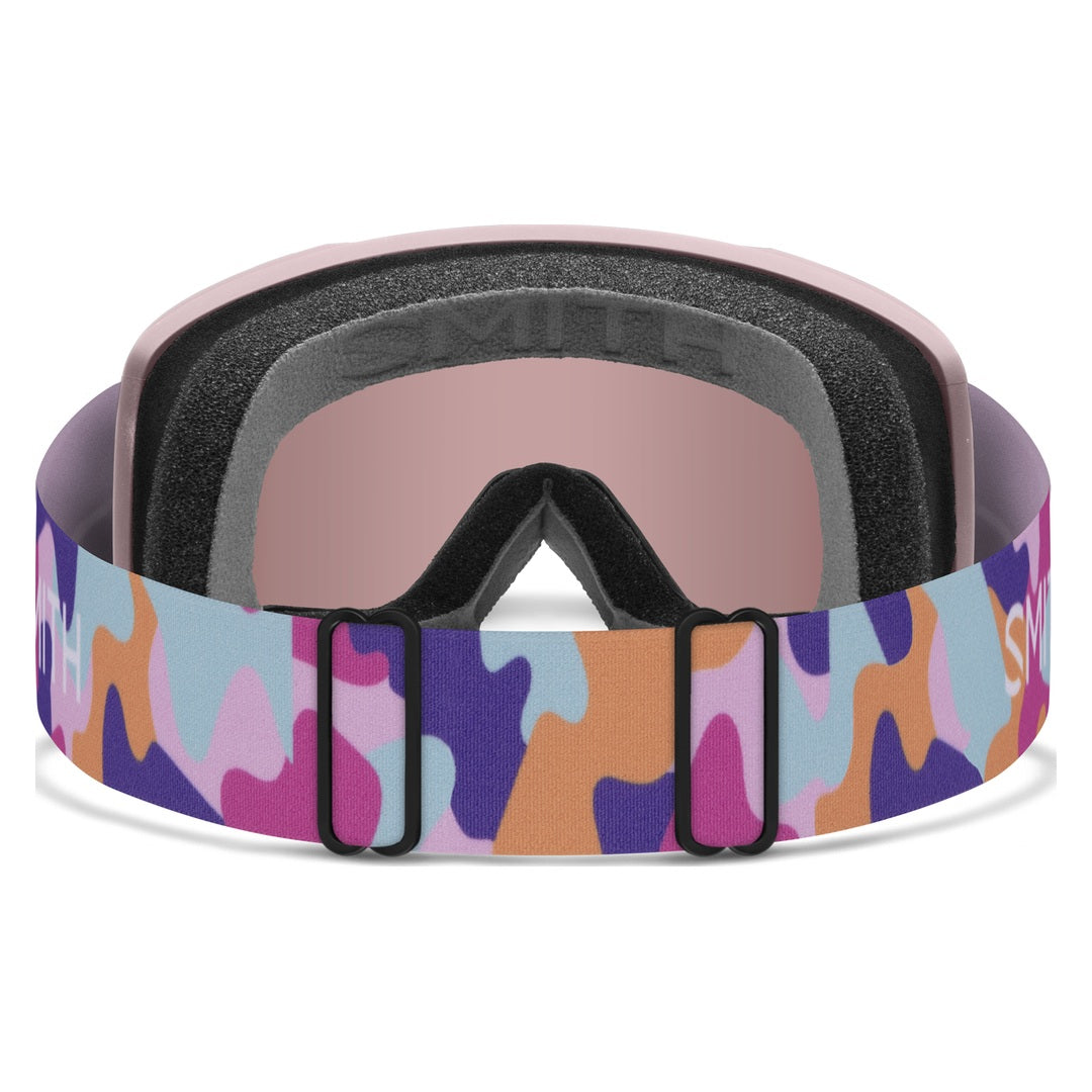 Smith Tribute Snow Goggles – Carnation Puzzle / Ignitor Mirror – rear strap view