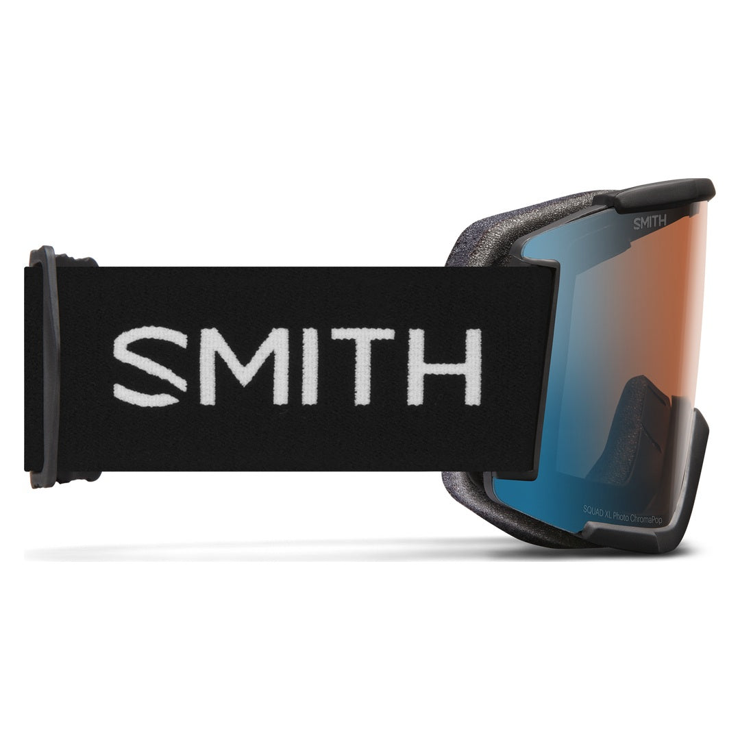 Smith Squad XL Snow Goggles – Black / Photochromic Blue Mirror – side view