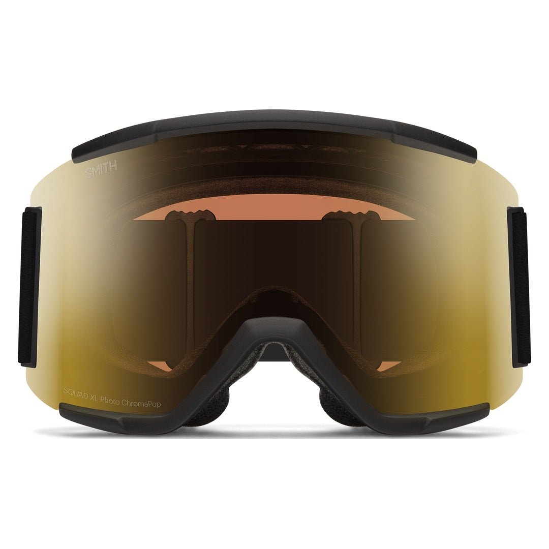 Smith Squad XL Snow Goggles – Black / Photochromic Gold Mirror – front view